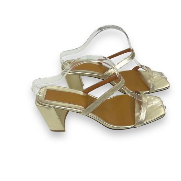 Jaggar X Revolve Square Heel in metallic Gold Size 40 Us Size 9 Strappy Sandals - Picture 6 of 16